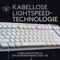 Logitech G915 Lightspeed Tkl belaidė mechaninė žaidimų klaviatūra be skaičių klaviatūros, taktilinis Gl mygtuko jungiklis su žemu profiliu Lightsync Rgb, itin plona, 40 valandų baterijos veikimo laikas, Qwerty, balta