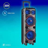 Ngs wild dub 1 - 300w bluetooth nešiojama kolonėlė, suderinama su true wireless stereo technologija, dvigubas žemų dažnių garsiakalbis 8 colių + dvigubas aukštų dažnių garsiakalbis 3 colių (micro sd/usb/aux in/), ratukai, spalva: juoda