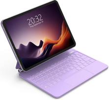 Bettdow klaviatūros dėklas, skirtas ipad air 11 colių m2 2024/ ipad air 6/5/4/ ipad pro 11(4/3/2/1 gen.), plaukiojantis magnetinis dizainas su jutikliniu kilimėliu, qwertz išdėstymo apšviesta klaviatūra, violetinė