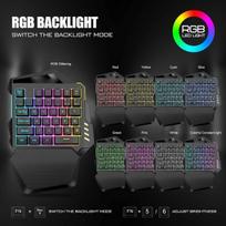 Vienrankė žaidimų klaviatūra, belaidė, 2.4 G, belaidė, vaivorykštės raidės, Rgb spalvų šviesa, vienrankė klaviatūra, 35 klavišai, kairės rankos žaidimų klaviatūra, ergonomiška klaviatūra su mechaniniu pojūčiu, skirta Spi
