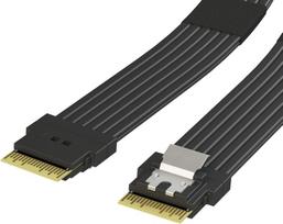 Linkup - slim sas sff-8654 4i tiesus į sff-8654 4i tiesus 24gbps didelio greičio sas 4.0/pcie 4.0 kabelis, skirtas 85 omų pcie aplikacijoms (nvme ssd slimline) 32awg ribbon kabelis - 75cm