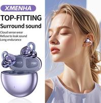 Purple Clip On Open Ear ausinės su kauliniu garsu, Bluetooth Air Bone Conduction ausinės su segtuku, Bluetooth belaidės ausinės su ausies segtuku, sportinės ausinės bėgiojimui, belaidės ausinės