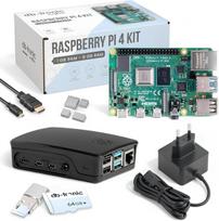 Raspberry Pi 4 4Gb pradžios rinkinys, juodas, Usb-c maitinimo šaltinis 15 W, korpusas, 64Gb Sd kortelė, 4k Micro Hdmi kabelis, radiatorių rinkinys