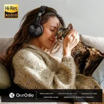 Bluetooth ausinės, virš ausų uždaro tipo studijinės ausinės Oneodio, belaidės su 30 valandų atkūrimo laiku, belaidės ausinės, ant ausų ausinės, su Cvc 8.0 mikrofonu išmaniesiems telefonams, kompiuteriams, ant ausų, juodos