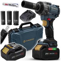 Akumuliatorinis smūginis veržliaraktis Humberg HM-441 21V, 650 Nm, 4.0 Ah su dėklu