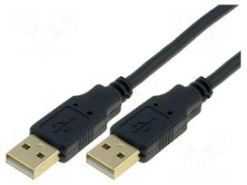 Cable | USB 2.0 | USB A plug,both sides | gold-plated | 3m | black