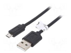 Cable | USB 2.0 | USB A plug,USB B micro plug | 0.6m | black | Core: Cu
