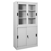vidaXL Biuro spintelė su stumdomom durim, pilka, 90x40x180cm, plienas