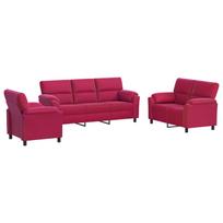 vidaXL Sofos komplektas 3 pcs Vyno raudona Aksomas