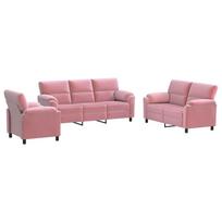 vidaXL Sofos komplektas 3 pcs Rožinė Aksomas