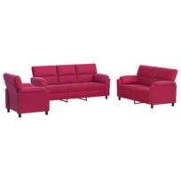 vidaXL Sofos komplektas 3 pcs Vyno raudona Aksomas