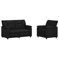 vidaXL Sofos komplektas 2 pcs Juoda Dirbtinė oda
