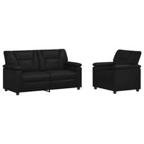 vidaXL Sofos komplektas 2 pcs Juoda Dirbtinė oda