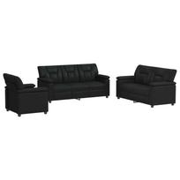 vidaXL Sofos komplektas 3 pcs Juoda Dirbtinė oda