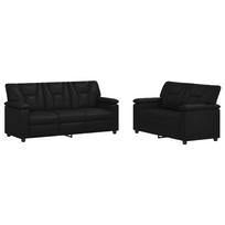 vidaXL Sofos komplektas 2 pcs Juoda Dirbtinė oda