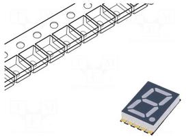 Display: LED | 7-segment | 14.2mm | 0.56" | No.char: 1 | blue | 65÷135mcd