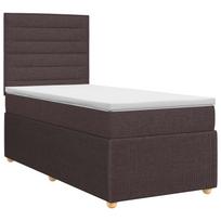 vidaXL Spyruoklinė lova su čiužiniu Tamsiai rudas 90 x 200 cm Audinys