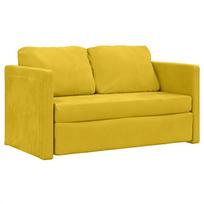 vidaXL Grindų sofa-lova, 2-1, tamsiai geltona, 122x204x55cm, aksomas