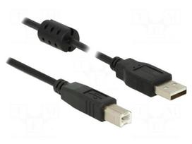 Cable | USB 2.0 | USB A plug,USB B plug | 0.5m | black | 24AWG,28AWG
