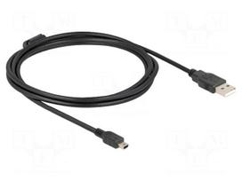 Cable | USB 2.0 | USB A plug,USB B mini plug | 2m | black | 480Mbps