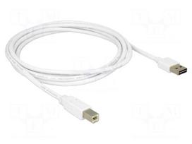 Cable | USB 2.0 | USB A plug double sided,USB B plug | 2m | white