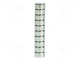 Magnet: permanent | NdFeB | 10N | Ø: 6mm | H: 3mm | nickel | disk | 10pcs.