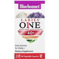 Bluebonnet Nutrition, Ladies' ONE® 40+, viso maisto pagrindu pagamintas daugkartinis, 60 daržovių kapsulių
