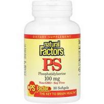 Natural Factors, PS, fosfatidilserinas, 100 mg, 30 minkštųjų kapsulių