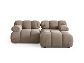 Velvet Modular Right Corner Sofa, "Bellis", 3 Seats, 188x155x70 Made in Europe