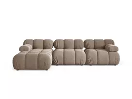 Velvet Modular Left Corner Sofa, "Bellis", 4 Seats, 282x155x70 Made in Europe