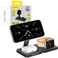 Blavec indukcinis įkroviklis BQI-02 Qi 15W magnetinis Magsafe 3 in 1 Apple/Samsung laikrodžiui (BQI02-QIMB) juodas