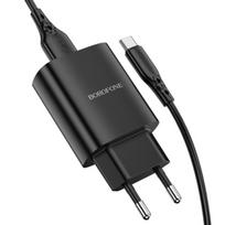 Borofone sieninis įkroviklis BN1 Inovatyvus — USB — 2,1 A su USB iki C tipo, juodas
