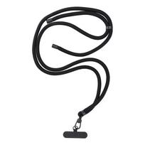SWING (8 mm) pakabukas telefonui su reguliuojamu ilgiu / laido ilgis 165 cm (kilpoje max 82,5 cm) / ant peties arba kaklo – juodas