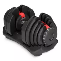 Reguliuojamas hantelis 4FIZJO Premium 40 kg su stovu, juodas