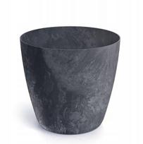 Apvalus plastikinis vazonas betono efektas antracitas 24 cm, 7 l