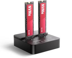 Išorinio kietojo disko dėklas Stacja dokująca Axagon AXAGON ADSA-M2C22L, stacja dokująca USB-C 20Gb/s dla 2× dysków M.2 NVMe SSD z funkcją klonowania