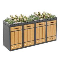 Šiukšlių dėžių boxas, plienas, 4 vnt, 120-240L