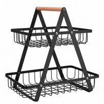 Virtuvės lentyna su stalčiumi, dviejų lygių, juoda, 1 vnt., $METAL CONSTRUCTION – MOISTURE-RESISTANT AND EASY TO CLEAN
