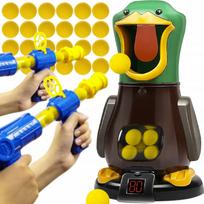 Interaktyvus šaudymo žaidimas „Hungry Duck“ su LED taikiniu ir 2 pistoletais