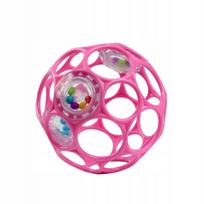 Kamuoliukas OBALL su barškučiu, rožinis, 10 cm, nuo 0 mėn.