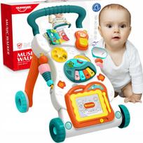 Vaikiškas stumdukas WOOPIE BABY su pianinu ir piešimo lenta