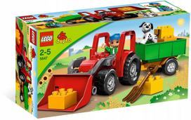 LEGO DUPLO 5647 didelis raudonas traktorius su ūkininku, šunimi ir priekaba