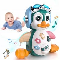 Interaktyvus vaikščiojantis žaislas vaikams CREEPING Penguin su LED