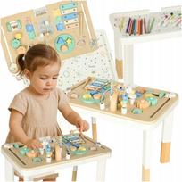 Medinė sensorinė veiklos lenta LULILO LUDO 2in1, mėtų spalvos