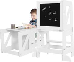 Vaikiška mokomoji WOLTU Montessori bokštelio kėdutė-staliukas 3 viename