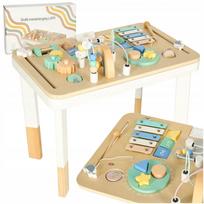 Medinė Montessori sensorinė manipuliavimo lenta-staliukas 2-in-1