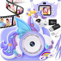 Vaikiškas skaitmeninis fotoaparatas, 48 Mpx, su žaidimais ir 32GB atminties kortele