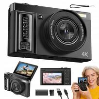 Skaitmeninis fotoaparatas 4K, 64MP, 16x priartinimas, pasukamas ekranas