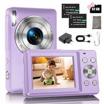 Vaikiškas skaitmeninis fotoaparatas 44MP 1080P, violetinis, su 16x priartinimu ir priedais