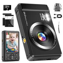 Skaitmeninis fotoaparatas 4K 64 MP su veido atpažinimu, 16x priartinimu, 32GB kortele, juodas